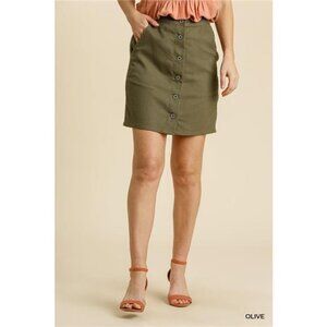 ✨NWT Umgee Linen‎ Blend Button Down Skirt with Pockets